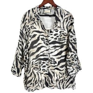 Alfred Dunner Woman Plus Size 24W 2-Piece Zebra Blouse Shirt Top Mature Summer